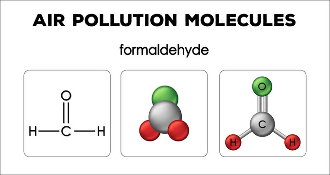 Diagram Showing Air Pollution Molecules Of Formaldehyde