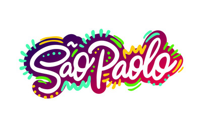 Sao Paolo, text design. Vector calligraphy. Typography poster. Usable as background.
