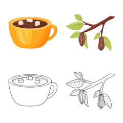 Vector illustration of food and yummy symbol. Collection of food and brown vector icon for stock.