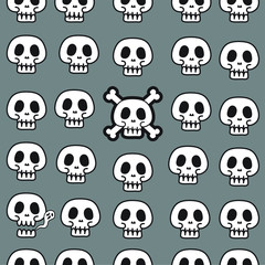Halloween seamless pattern with skulls and bones