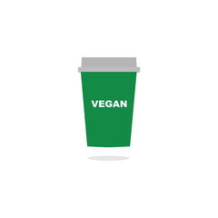 A cup of coffee made for vegan flat icon logo design.