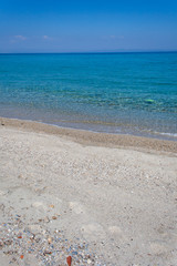 Fototapeta na wymiar Beach of Village of Chanioti, Chalkidiki, Greece
