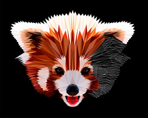 Cute and fluffy chinese red panda. Vector character low poly illustration. Polygonal style trendy modern logo design. Suitable for printing on a t-shirt. © Oomi