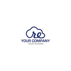 RE Cloud Logo Design Vector