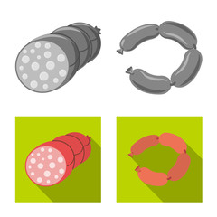 Vector design of meat and ham sign. Collection of meat and cooking stock vector illustration.