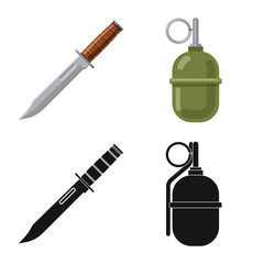 Vector design of weapon and gun sign. Set of weapon and army stock symbol for web.