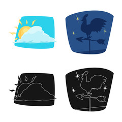 Isolated object of weather and climate sign. Set of weather and cloud stock vector illustration.