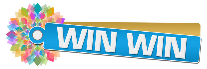 Win Win Blue Colorful Circular Label 