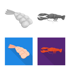 Isolated object of appetizer and ocean symbol. Collection of appetizer and delicacy stock vector illustration.