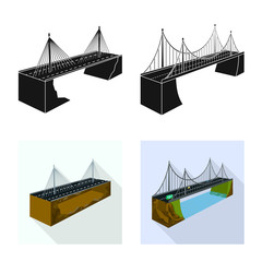 Vector illustration of connection and design symbol. Collection of connection and side vector icon for stock.