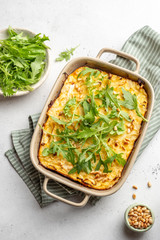 casserole with white cabbage in baking dish