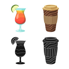 Vector illustration of drink and bar logo. Set of drink and party vector icon for stock.