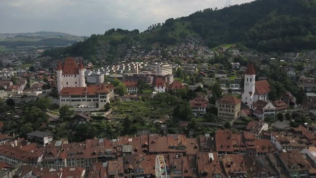 Aerial view of town and castle of Thun, Switzerland