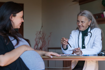 Pregnant woman at doctor's office