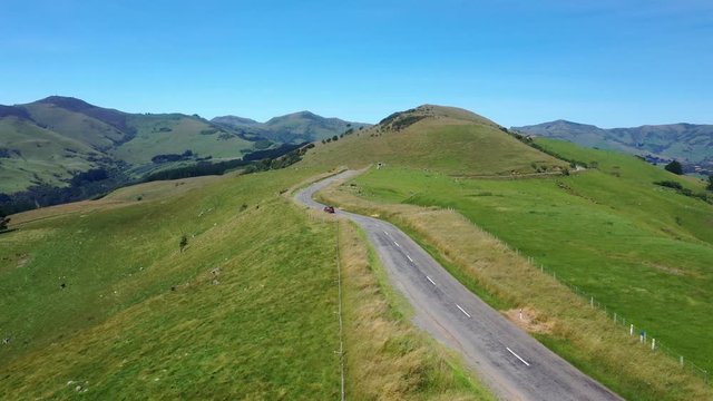 Scenic edge road to Akaroa, New Zealand
