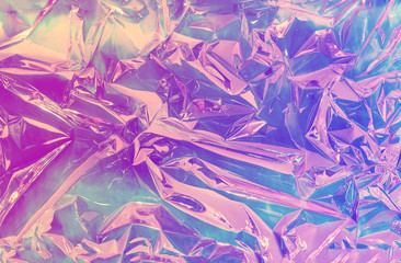 Holographic iridescent surface wrinkled foil color.