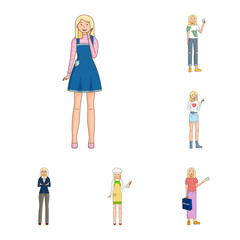 Isolated object of woman and body logo. Set of woman and style stock symbol for web.