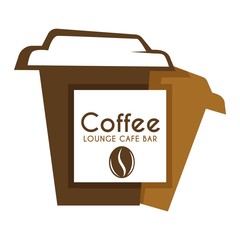 Coffee in takeaway or takeout cup isolated icon, energetic drink