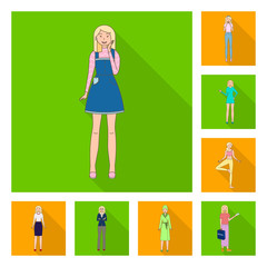Vector design of woman and body sign. Set of woman and style stock symbol for web.