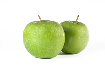 Green apples on a white background. Isolated green apples.