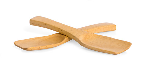 Wooden kitchen spatula isolated on a white background. This has clipping path.
