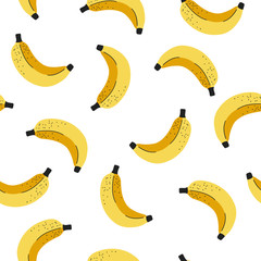 Cute banana on white background seamless pattern  - 290272083