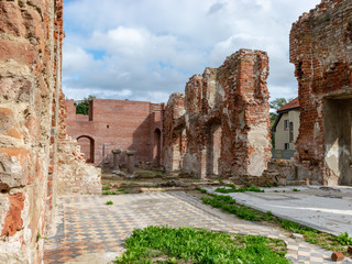 impressive ruins, from the castle built in 1266, red brick walls, trees on the walls, Castle Brandenburg, Kaliningrad Oblast, Russia