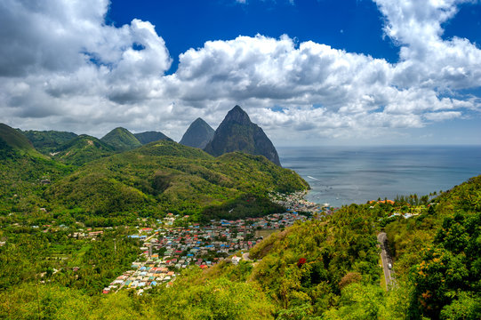 Castries, Saint Lucia / 04.07.2014. The Pitons, the twin peaks of Saint Lucia