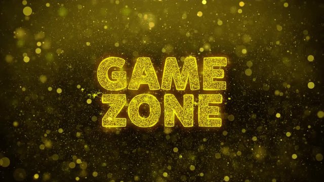 Game zone Text Golden Glitter Glowing Lights Shine Particles. Sale, Discount Price, Off Deals, Offer promotion offer percent discount ads 4K Loop Animation.