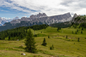 Fototapeta na wymiar Dolomites Mountains landscape in North Italy near Corina de Ampezzo 