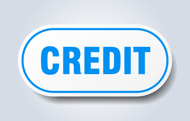 credit sign. credit rounded blue sticker. credit