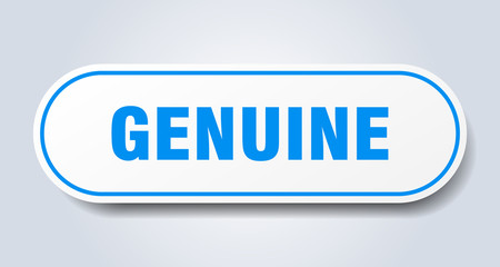 genuine sign. genuine rounded blue sticker. genuine