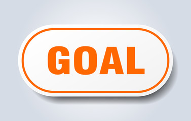 goal sign. goal rounded orange sticker. goal