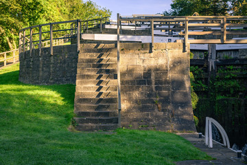 Bingley Five Rise Locks on the Leeds and Liverpool canal raise the waterway 60 feet. They were built in 1774.