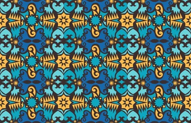 seamless pattern of borneo batik style. traditional Indonesian fabric motif. vector design inspiration. Creative textile background for fashion or cloth. culture motif of dayak