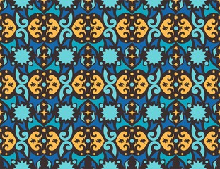 seamless pattern of borneo batik style. traditional Indonesian fabric motif. vector design inspiration. Creative textile background for fashion or cloth. culture motif of dayak