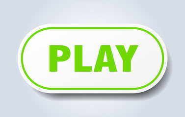 play sign. play rounded green sticker. play