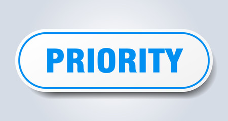priority sign. priority rounded blue sticker. priority