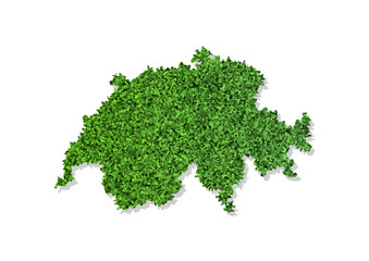 Obraz premium Vector simplified illustration icon with green grassy silhouette of Switzerland map. White background