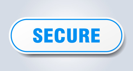 secure sign. secure rounded blue sticker. secure