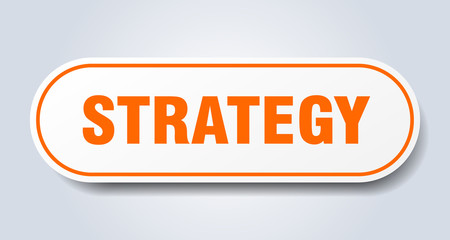strategy sign. strategy rounded orange sticker. strategy