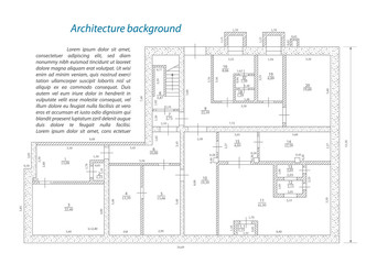 Architecture plan and blueprint monochrome background, vector illustration
