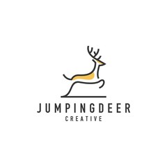 Deer Jumping Outline Logo - Light background vector design