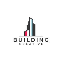 abstract building outline logo - light background vector design