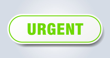 urgent sign. urgent rounded green sticker. urgent