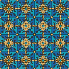 traditional seamless pattern of batik motif. Stylish fabric vector design. Creative textile background for fashion or cloth. Borneo style