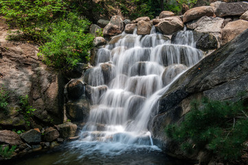 Naklejka premium The Xiaoxi waterfall in Panshan, China