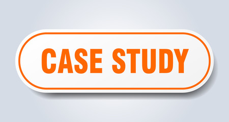 case study sign. case study rounded orange sticker. case study