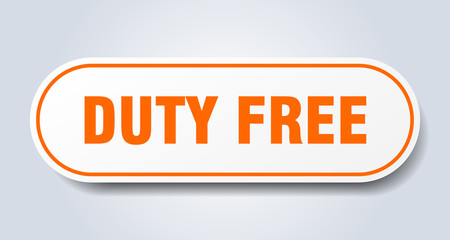 duty free sign. duty free rounded orange sticker. duty free