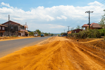 Road crossing Laotian countryside